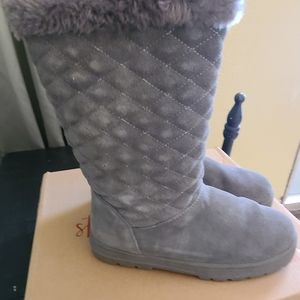 Gray suede boots